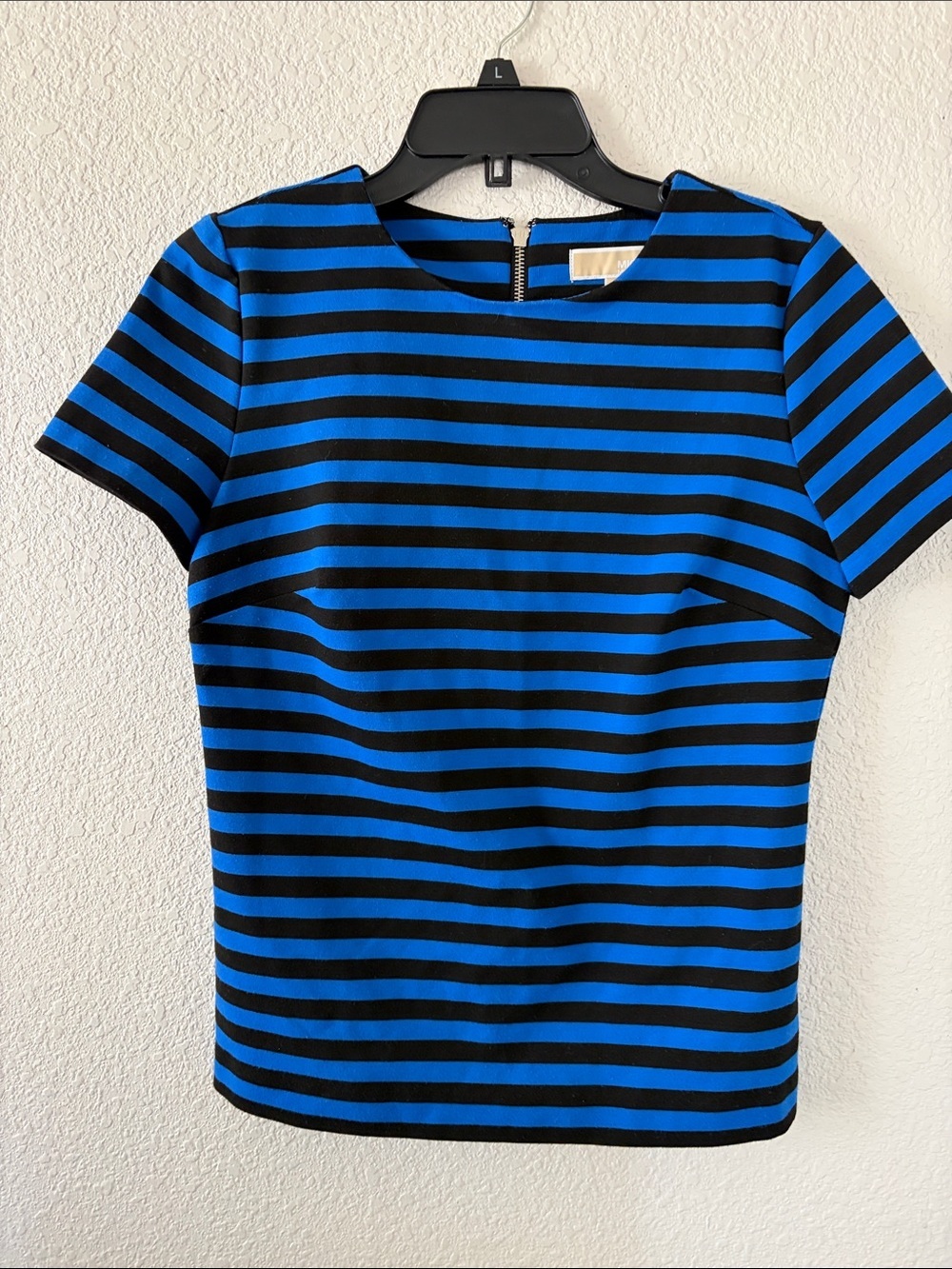 Michael Kors Black and Blue Striped Short Sleeve Tee